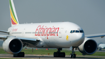 Ehtiopian Airlines aircraft on runway