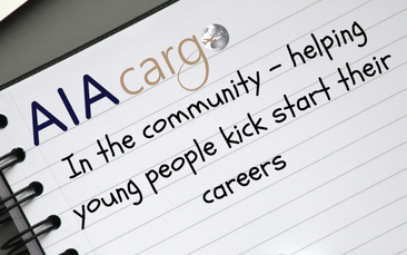 Notebook with AIA Cargo logo helping young people with their careers